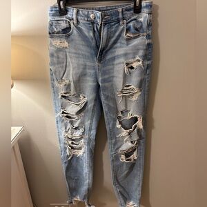 American Eagle Outfitters Ripped Light Blue Mom Jeans